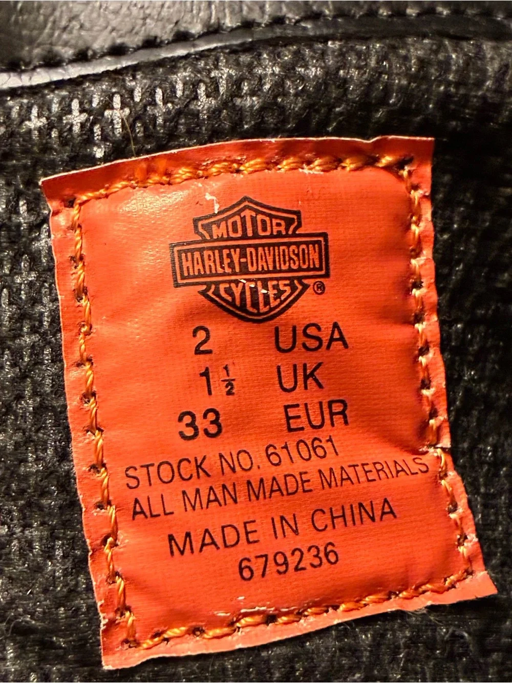 Harley-Davidson Black Motorcycle Riding Boots Youth Size 2 Logo Biker Accents